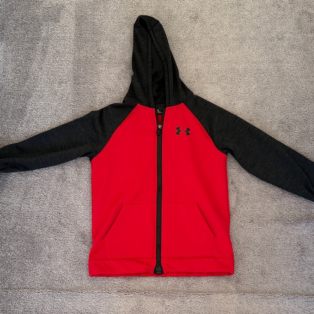 Under Armour Red and Black Kids' Full-Zip Hoodie